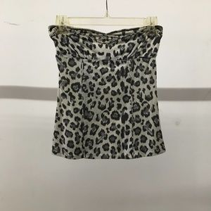 Grey cheetah strapless top